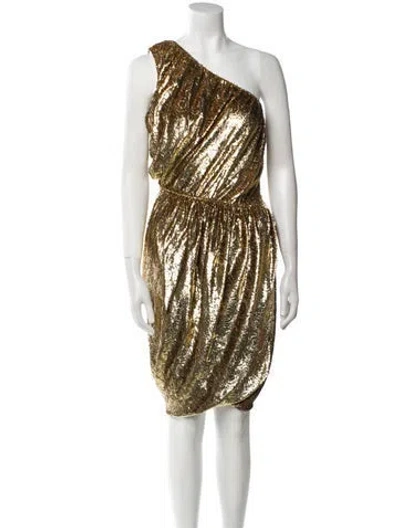 Pre-owned Derek Lam One-shoulder Knee-length Dress In Gold
