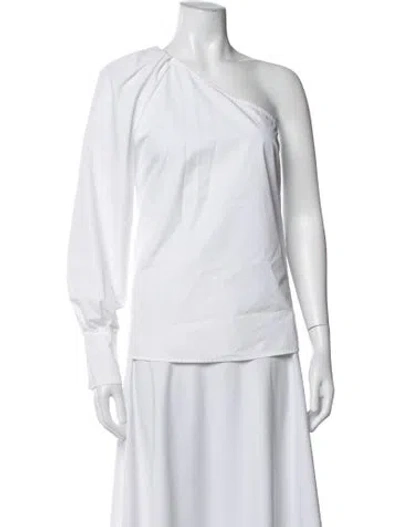 Pre-owned Derek Lam One-shoulder Long Sleeve Top In White