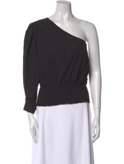 Pre-owned Derek Lam One-shoulder Three-quarter Sleeve Top In Black