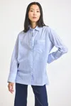 Derek Lam Orianne Lurex Stripe Voile Long Sleeve Button Front Shirt