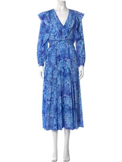 Pre-owned Derek Lam Paisley Print Long Dress In Blue
