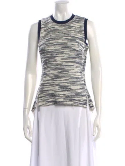Pre-owned Derek Lam Patterned Crew Neck Top In Blue