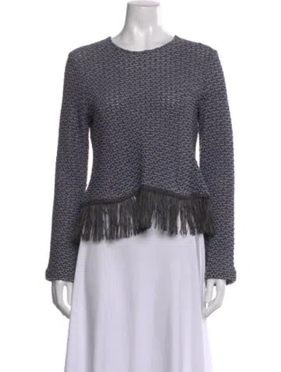 Pre-owned Derek Lam Patterned Crew Neck Top In Blue