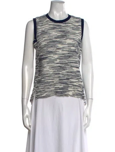Pre-owned Derek Lam Patterned Crew Neck Top In Blue/white