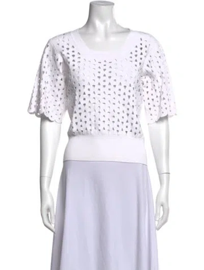 Pre-owned Derek Lam Patterned Crew Neck Top In White