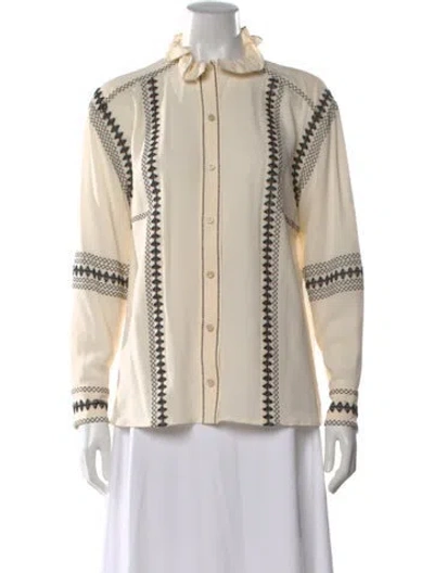 Pre-owned Derek Lam Patterned Long Sleeve Blouse In Neutral