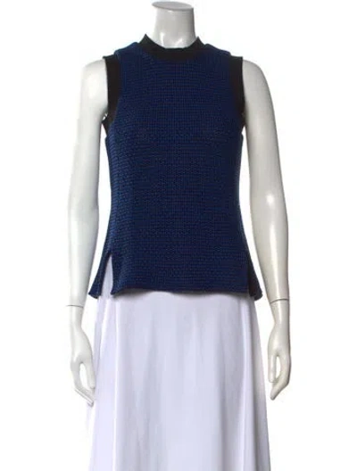 Pre-owned Derek Lam Patterned Mock Neck Top In Blue