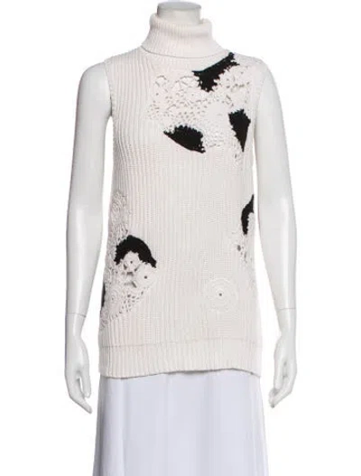 Pre-owned Derek Lam Patterned Turtleneck Top In White