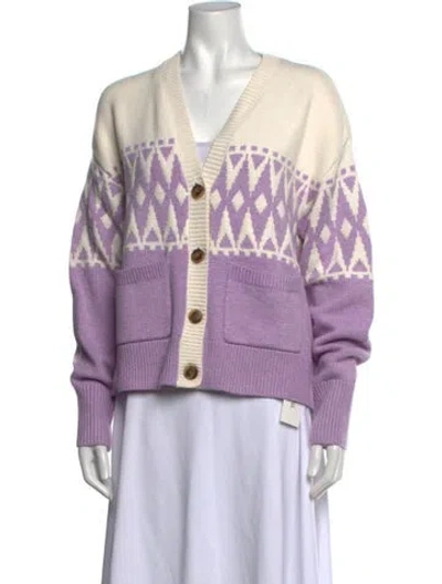 Pre-owned Derek Lam Patterned V-neck Sweater In Neutrals/purple