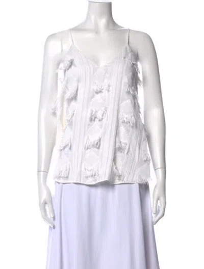 Pre-owned Derek Lam Patterned V-neck Top In White