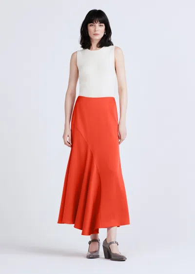 Derek Lam Paulette Flared Midi Skirt In Red