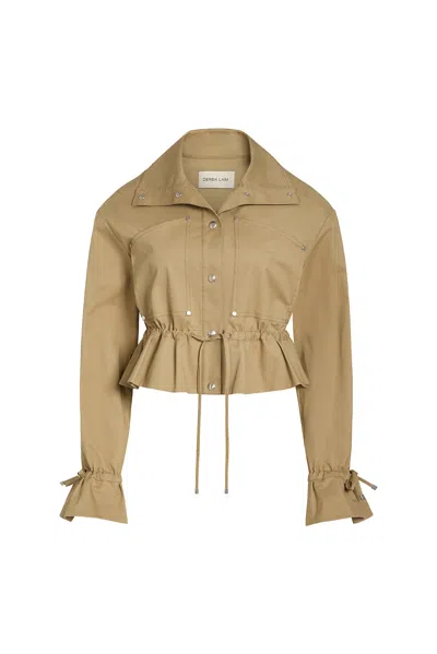 Derek Lam Penn Peached Twill Cinch Waist Cropped Jacket