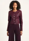 Derek Lam Penny Stretch Leather Jacket In Burgundy