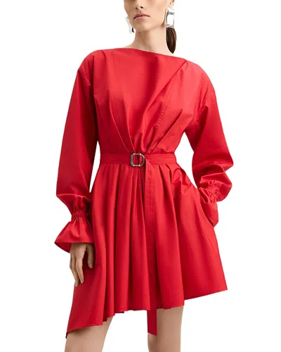 Derek Lam Pia Cotton Asymmetrical Midi Dress In Red