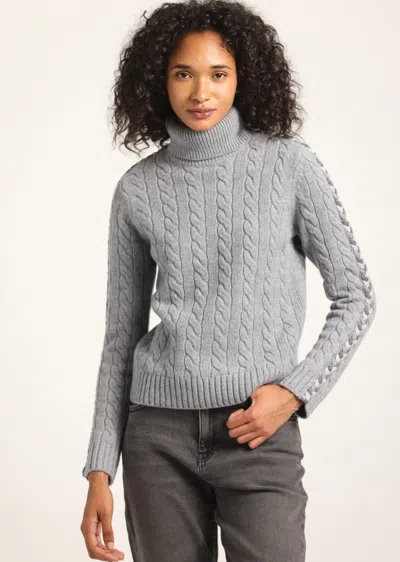Derek Lam Pippa Lace Up Turtleneck In Gray