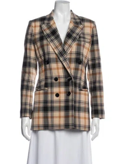 Pre-owned Derek Lam Plaid Print Blazer In Brown/neutrals