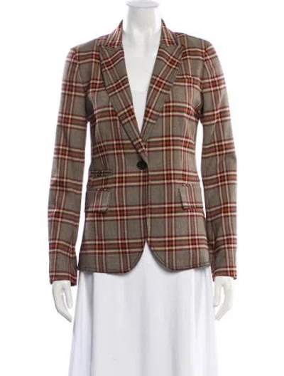 Pre-owned Derek Lam Plaid Print Blazer In Neutral