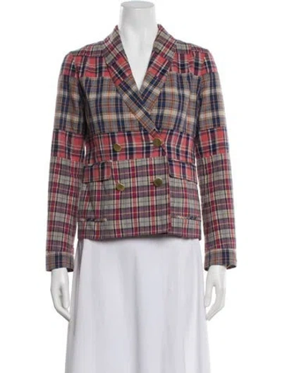 Pre-owned Derek Lam Plaid Print Blazer In Red