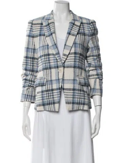Pre-owned Derek Lam Plaid Print Blazer In White
