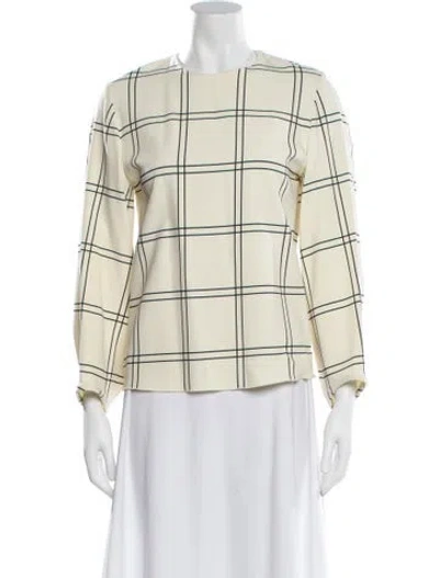 Pre-owned Derek Lam Plaid Print Crew Neck Blouse In Neutral