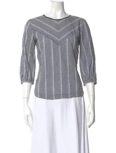 Pre-owned Derek Lam Plaid Print Crew Neck Top In Black