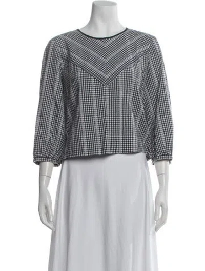 Pre-owned Derek Lam Plaid Print Crew Neck Top In White