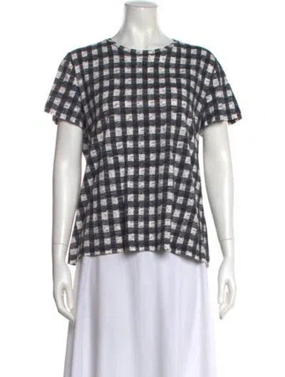 Pre-owned Derek Lam Plaid Print Crew Neck T-shirt In Black