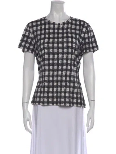 Pre-owned Derek Lam Plaid Print Crew Neck T-shirt In Black