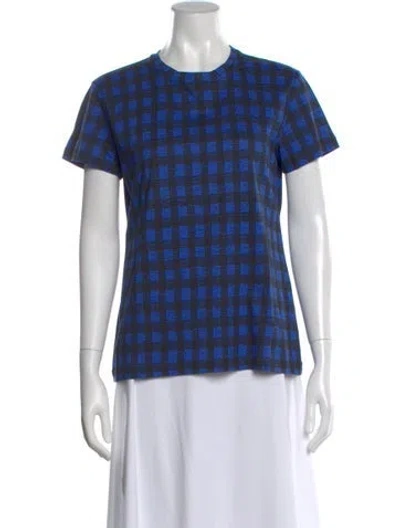 Pre-owned Derek Lam Plaid Print Crew Neck T-shirt In Blue