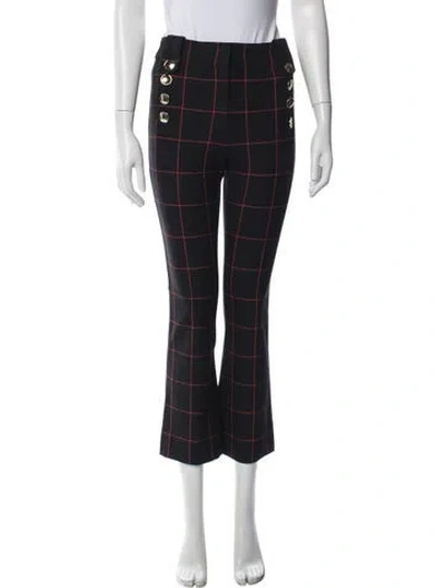 Pre-owned Derek Lam Plaid Print Flared Pants In Black