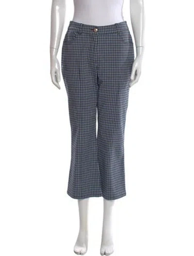 Pre-owned Derek Lam Plaid Print Flared Pants In Blue