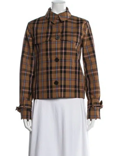 Pre-owned Derek Lam Plaid Print Jacket In Brown