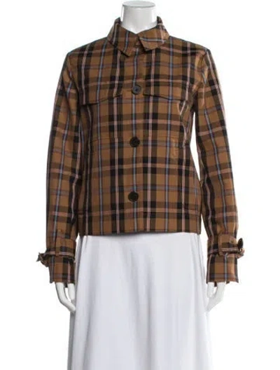 Pre-owned Derek Lam Plaid Print Jacket In Brown