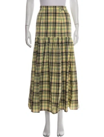 Pre-owned Derek Lam Plaid Print Long Skirt In Yellow