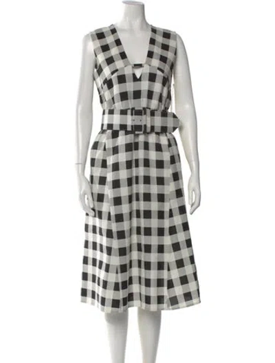 Pre-owned Derek Lam Plaid Print Midi Length Dress In Black