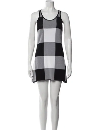 Pre-owned Derek Lam Plaid Print Mini Dress In Black
