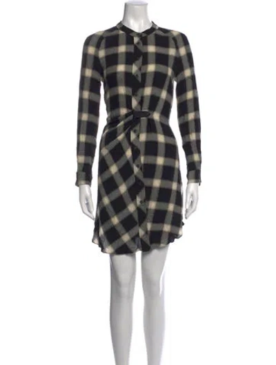 Pre-owned Derek Lam Plaid Print Mini Dress In Black