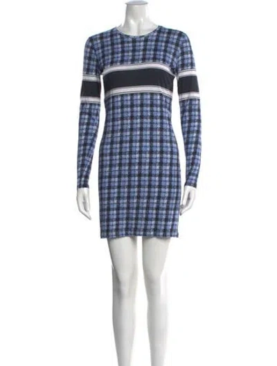 Pre-owned Derek Lam Plaid Print Mini Dress In Blue