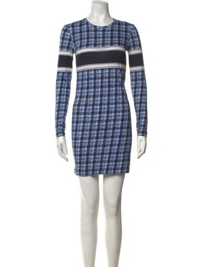 Pre-owned Derek Lam Plaid Print Mini Dress In Blue