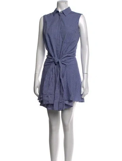 Pre-owned Derek Lam Plaid Print Mini Dress In Blue/white