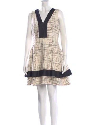 Pre-owned Derek Lam Plaid Print Mini Dress In Neutral