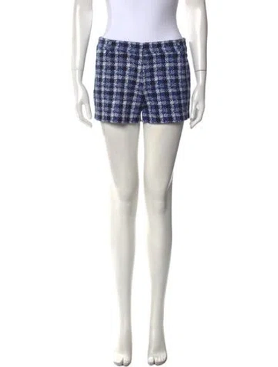 Pre-owned Derek Lam Plaid Print Mini Shorts In Blue