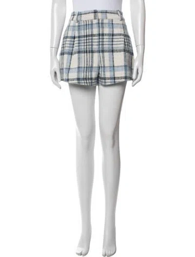 Pre-owned Derek Lam Plaid Print Mini Shorts In Blue/white