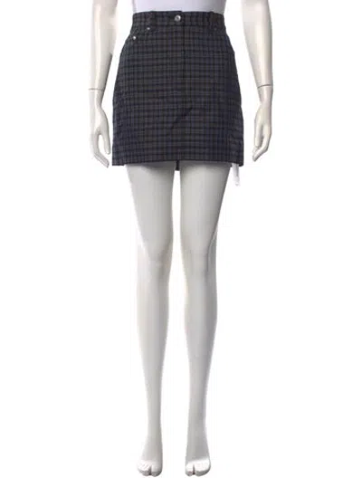 Pre-owned Derek Lam Plaid Print Mini Skirt In Black