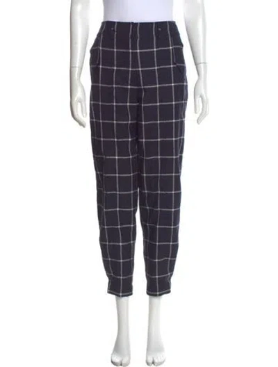 Pre-owned Derek Lam Plaid Print Skinny Leg Pants In Blue