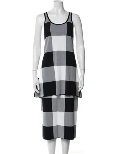 Pre-owned Derek Lam Plaid Print Skirt Set W/ Tags In White