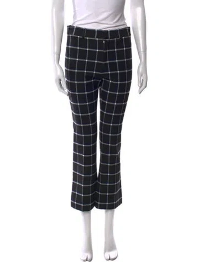 Pre-owned Derek Lam Plaid Print Straight Leg Pants In Black