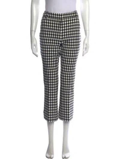 Pre-owned Derek Lam Plaid Print Straight Leg Pants In Black/white