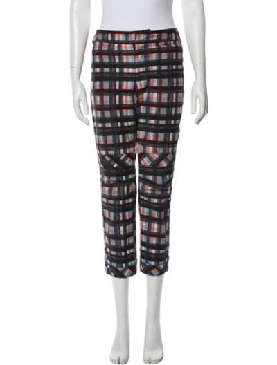 Pre-owned Derek Lam Plaid Print Straight Leg Pants In Brown
