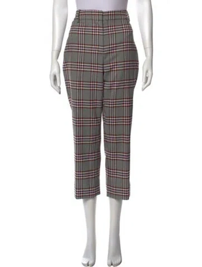 Pre-owned Derek Lam Plaid Print Straight Leg Pants In Gray